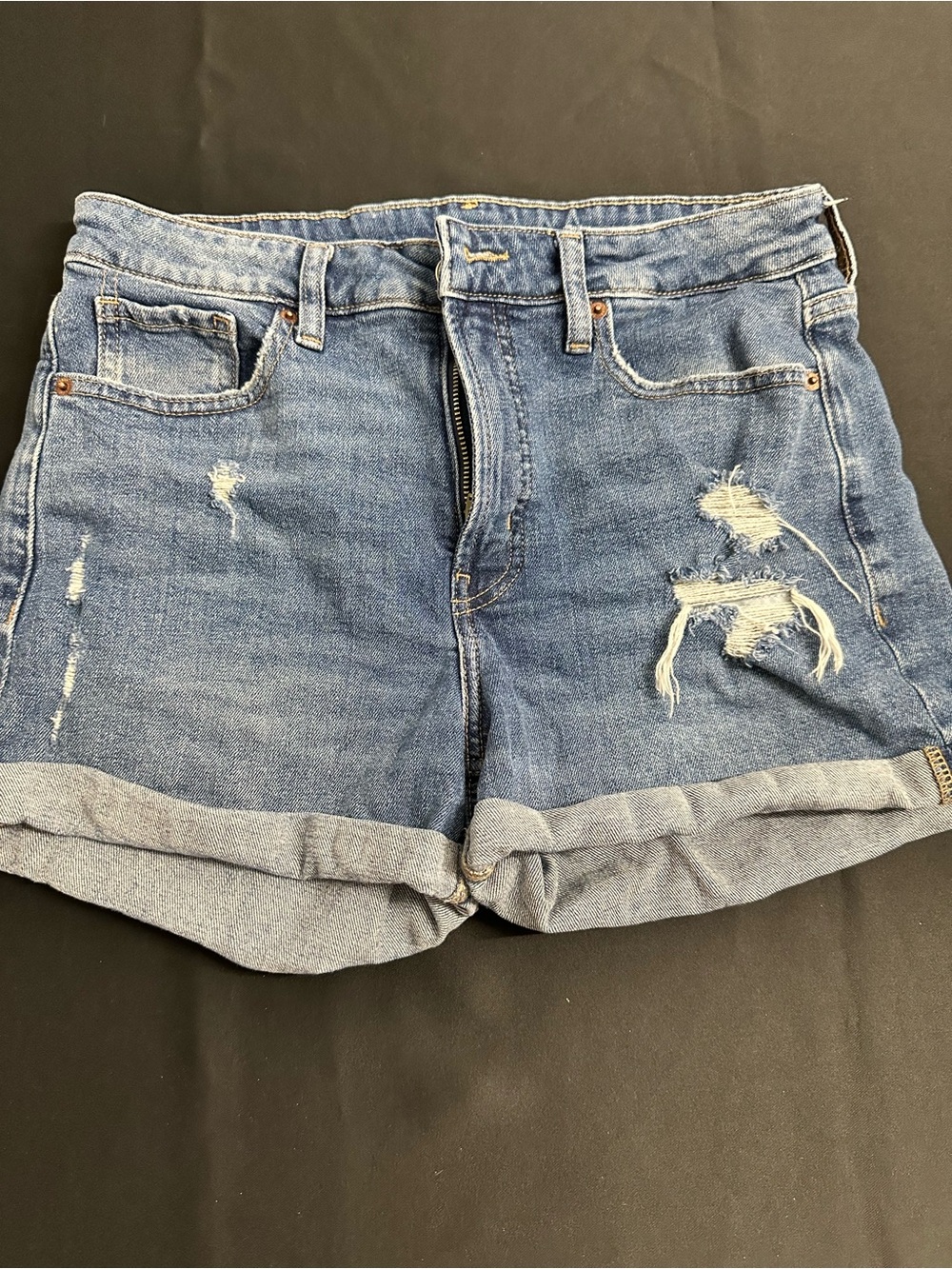 Old Navy Blue Distressed Rolled-Hem Denim Shorts